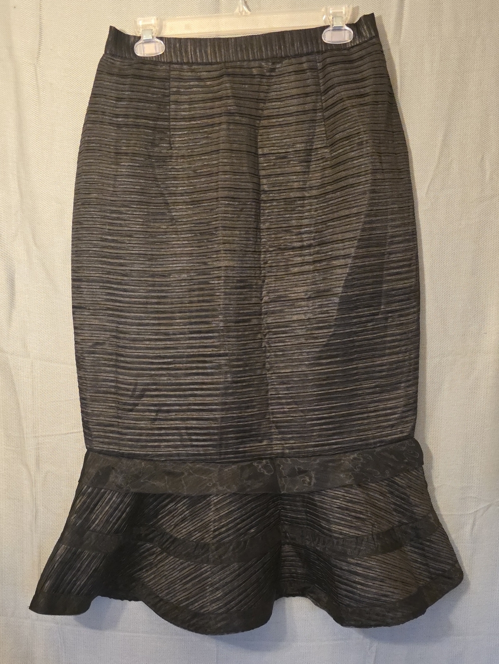 Ey Signature Black Striped Pencil Skirt with Flared Hem